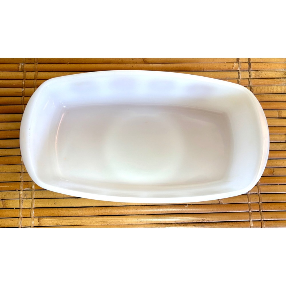 Vintage Federal Glass Milk Glass Sunflower Loaf Pan Rectangular Baking Dish - Picture 2 of 7